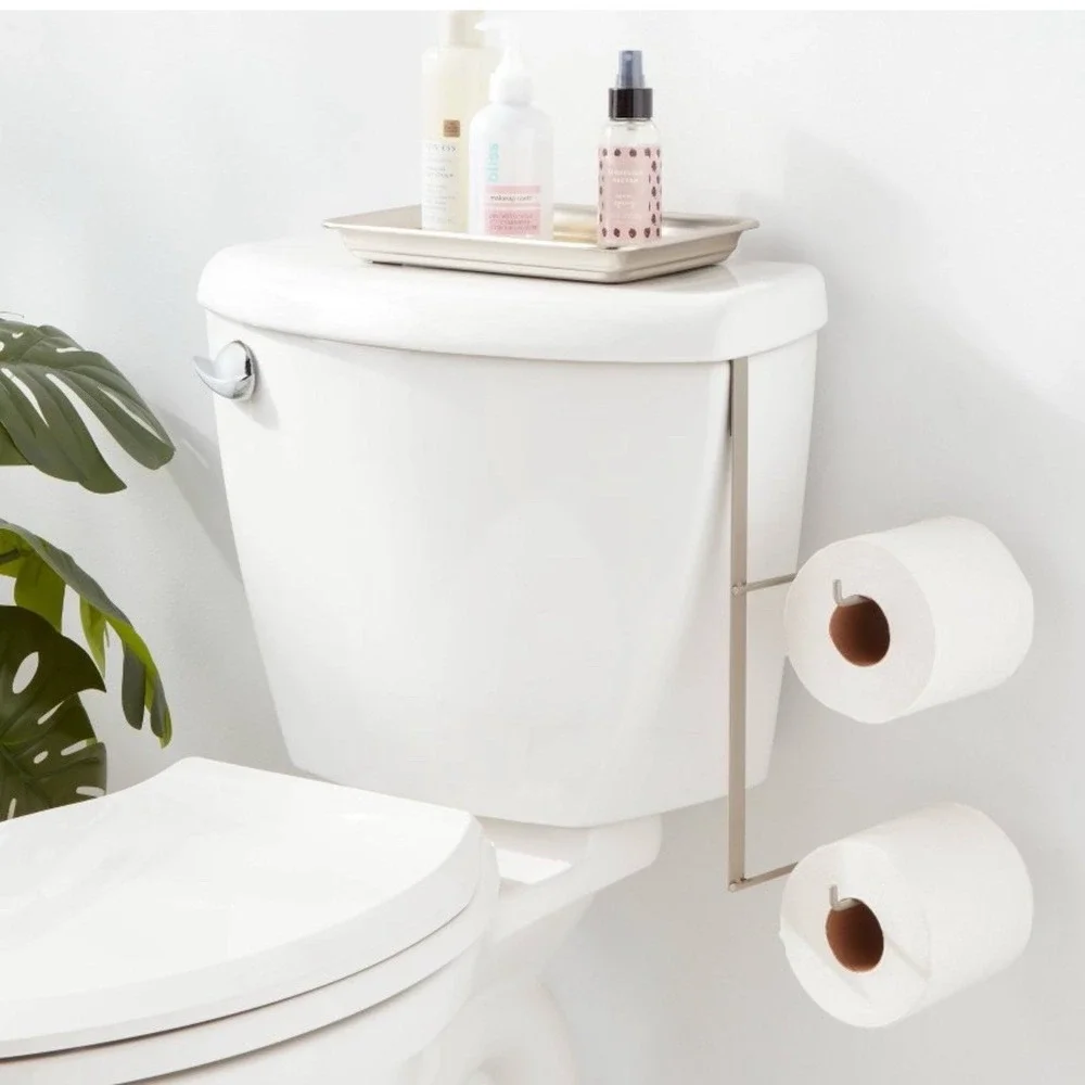 Brightroom Over The Tank Toilet Paper Roll Holder Bathroom Brushed Nickle NWT‎